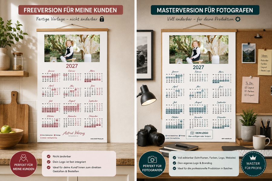 A4-Kalender-Designer auf einem Laptop